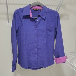 Wrangler Purple Button Down Shirt with Pink Accents